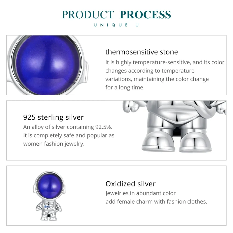 (zdjęcie do) Pandora Styl Ciepłoczuły Charm Astronauty - BSC578-CF - Wyświetl 6