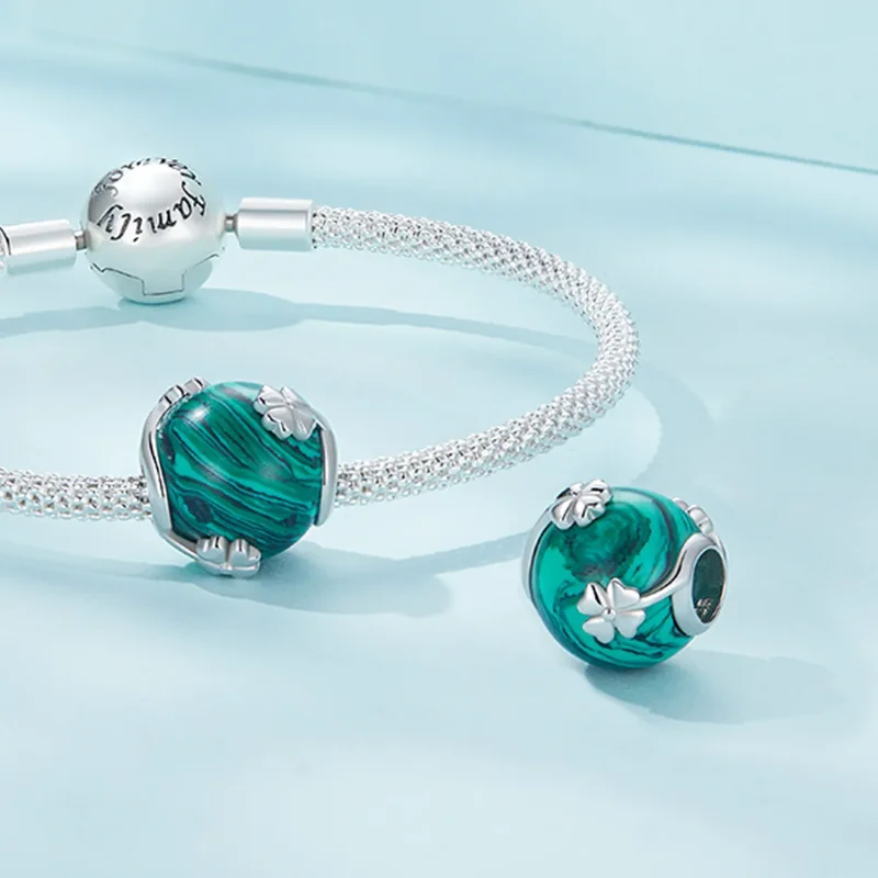 (zdjęcie do) Pandora Styl Czterolistna Koniczyna Malachit Charm - SCC2489 - Wyświetl 4