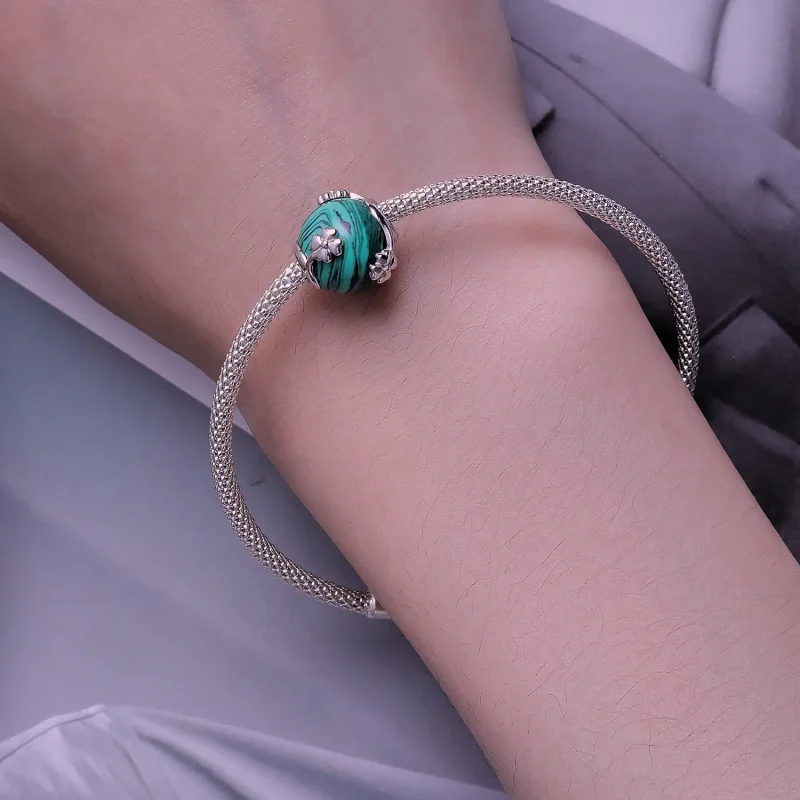 (zdjęcie do) Pandora Styl Czterolistna Koniczyna Malachit Charm - SCC2489 - Wyświetl 6