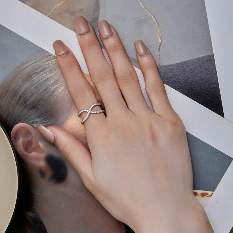 (zdjęcie do) Pandora Styl Dwuwarstwowy Pierścionek - BSR386 - Wyświetl 5