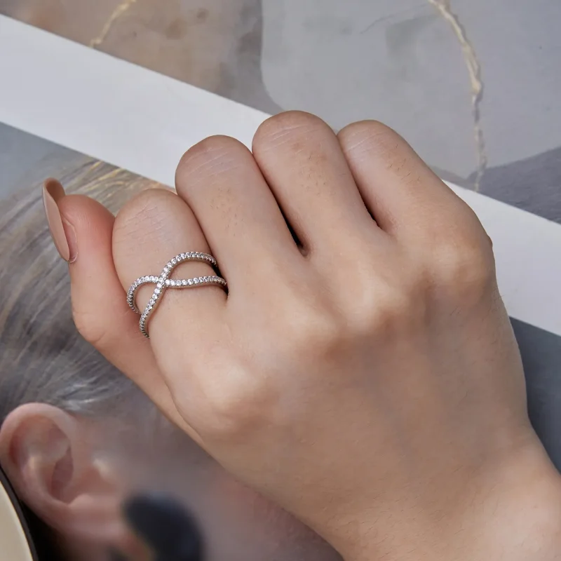 (zdjęcie do) Pandora Styl Dwuwarstwowy Pierścionek - BSR386 - Wyświetl 6