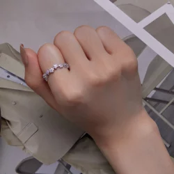 Pandora Styl Fioletowy Kwiat Wykwintny Pierścionek z Cyrkoniami - BSR359