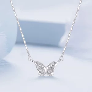 Pandora styl Inteligentny naszyjnik motyl - BSN352
