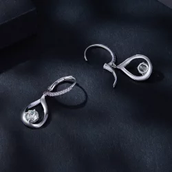 Pandora styl kroplowe kolczyki z moissanitem (Dwa certyfikaty) - MSE032