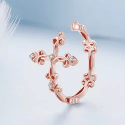 Pandora styl Krzyż-Srebrny Pierścień - BSR041-C