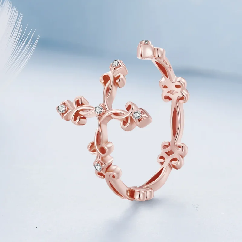 (zdjęcie do) Pandora styl Krzyż-Srebrny Pierścień - BSR041-C - Wyświetl 2