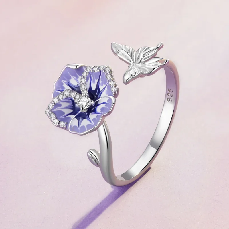 (zdjęcie do) Pandora Styl Kwiat Pansy Pierścionek - BSR452-E - Wyświetl 2