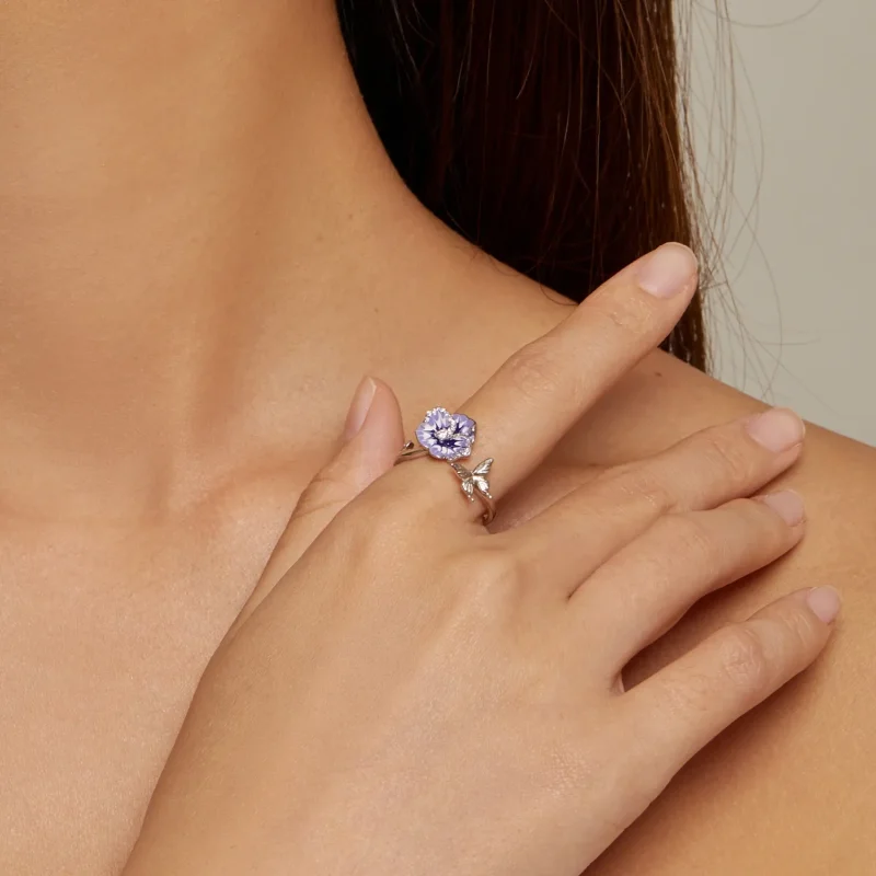 (zdjęcie do) Pandora Styl Kwiat Pansy Pierścionek - BSR452-E - Wyświetl 4