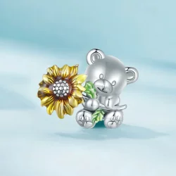 Pandora Styl Kwiat Słonecznika i Charm Miś - SCC2560