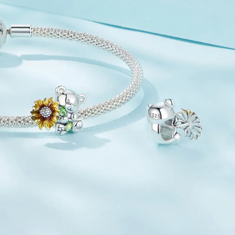 (zdjęcie do) Pandora Styl Kwiat Słonecznika i Charm Miś - SCC2560 - Wyświetl 4