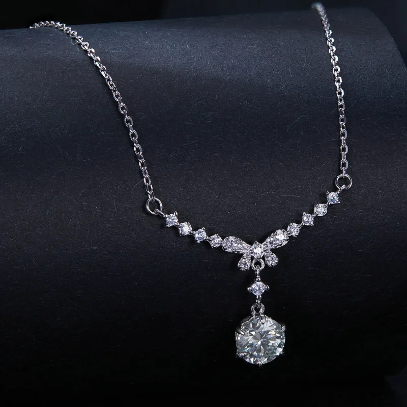 (zdjęcie do) Pandora Styl Naszyjnik z Moissanite (Jeden Certyfikat) - MSN020 - Wyświetl 2