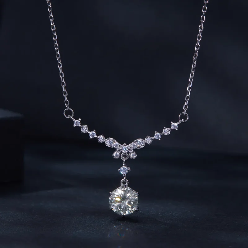 (zdjęcie do) Pandora Styl Naszyjnik z Moissanite (Jeden Certyfikat) - MSN020 - Wyświetl 3