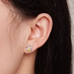 Pandora Styl Pszczoła Dwustronne Kolczyki Sztyfty - SCE1580