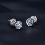 Pandora Styl Ramkowane Kolczyki ze szlifowanym Moissanite - MSE026