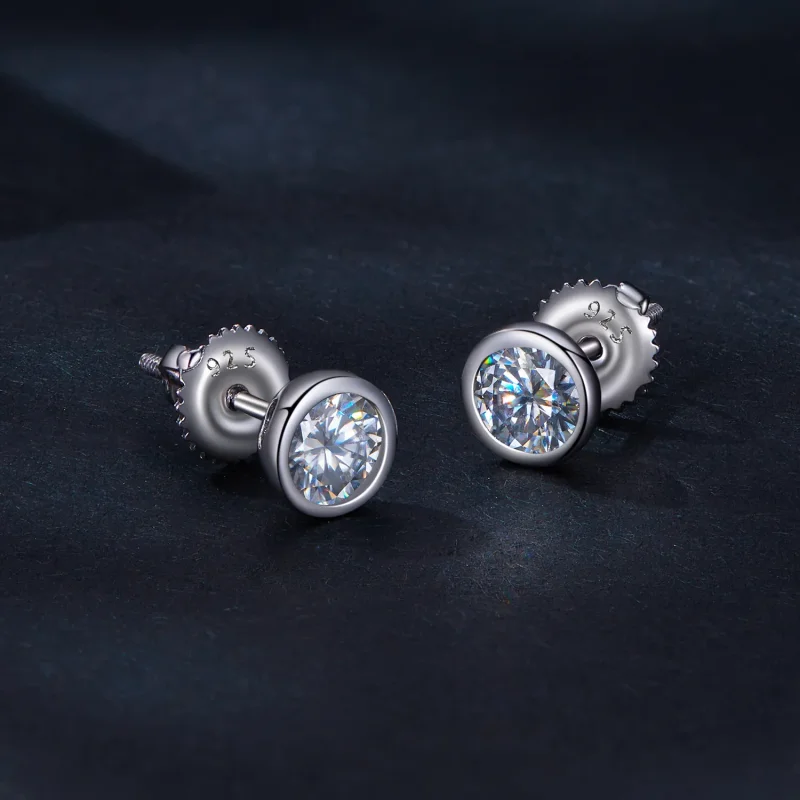 (zdjęcie do) Pandora Styl Ramkowane Kolczyki ze szlifowanym Moissanite - MSE026 - Wyświetl 2