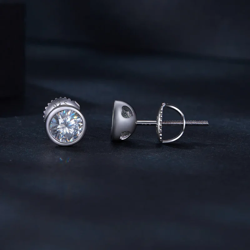 (zdjęcie do) Pandora Styl Ramkowane Kolczyki ze szlifowanym Moissanite - MSE026 - Wyświetl 3