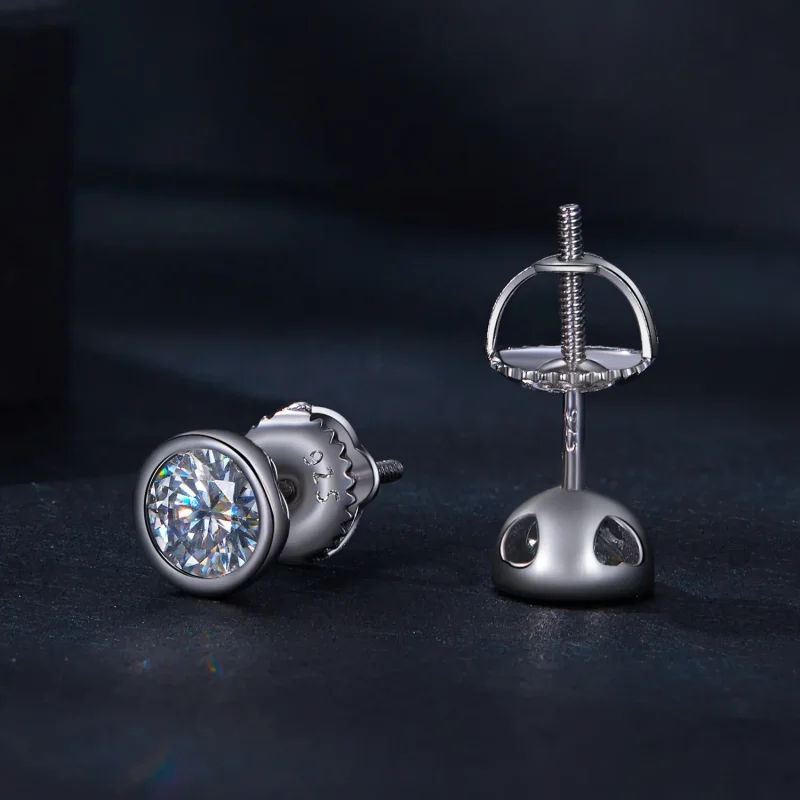 (zdjęcie do) Pandora Styl Ramkowane Kolczyki ze szlifowanym Moissanite - MSE026 - Wyświetl 4