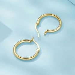 Pandora Styl Średnie kolczyki Hoop z gładkimi srebrnymi obręczami - SCE1608-MB