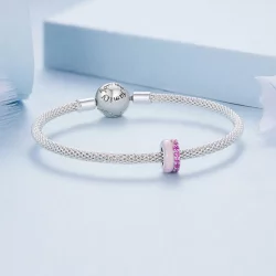 Pandora Styl Różowa Podwójna Warstwa Silikonowy Przerywnik - BSC883-PK