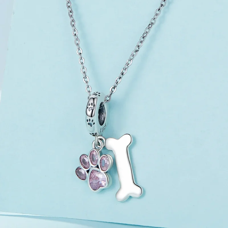 (zdjęcie do) Pandora styl różowy wisior w kształcie łapy psa z kością - SCC2127-PK - Wyświetl 2