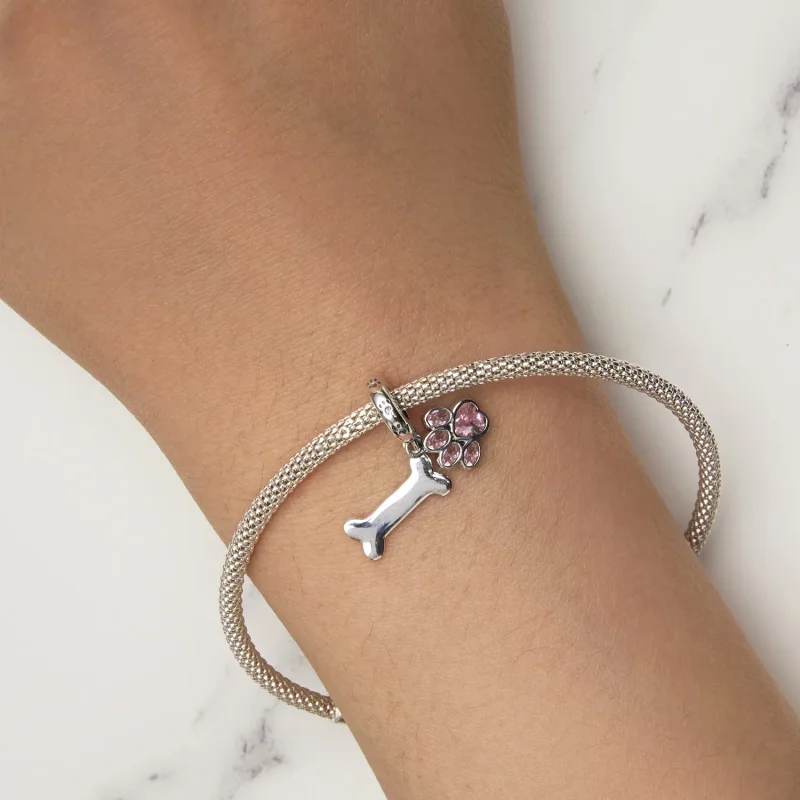(zdjęcie do) Pandora styl różowy wisior w kształcie łapy psa z kością - SCC2127-PK - Wyświetl 5