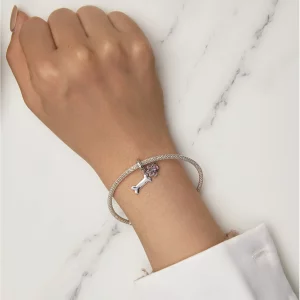 Pandora styl różowy wisior w kształcie łapy psa z kością - SCC2127-PK