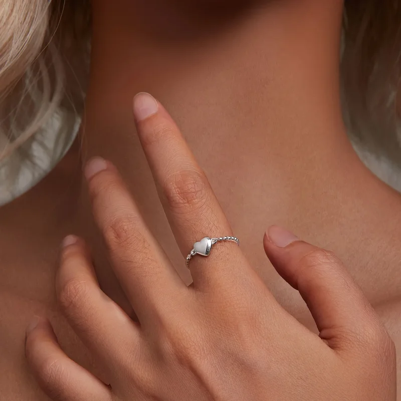 (zdjęcie do) Pandora styl Serce Kształt Łańcuszek Pierścionek - BSR488 - Wyświetl 4