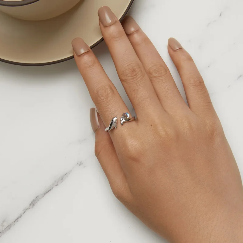 (zdjęcie do) Pandora Styl Wieloryb Otwarty Pierścionek - BSR473-E - Wyświetl 5