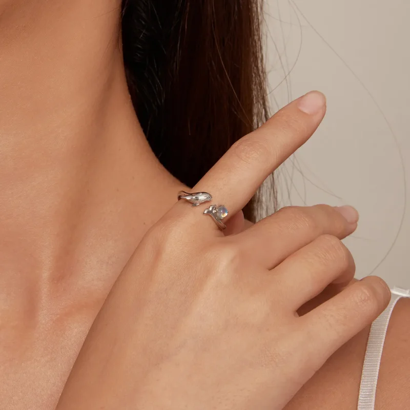 (zdjęcie do) Pandora Styl Wieloryb Otwarty Pierścionek - BSR473-E - Wyświetl 7