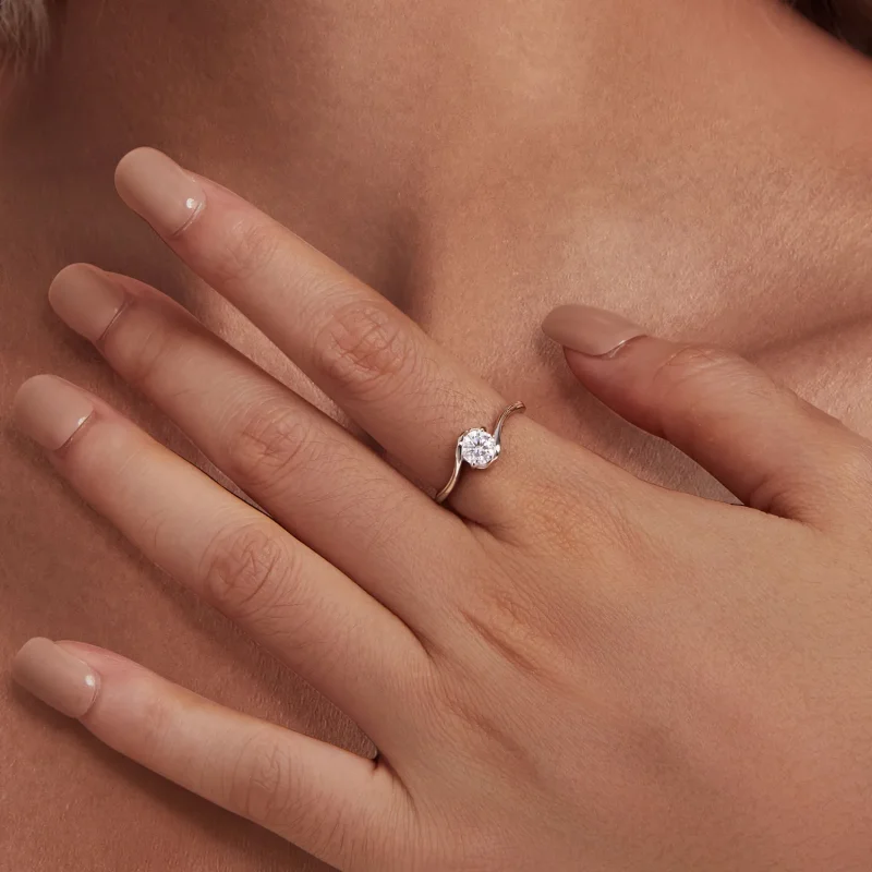 (zdjęcie do) Pandora Style 0.5Ct Pierścionek z moissanitem (Jeden certyfikat) - MSR040 - Wyświetl 6
