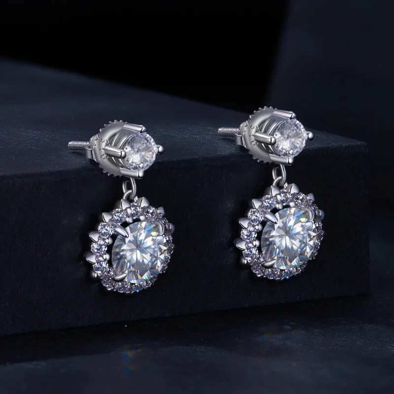 (zdjęcie do) Pandora Style 1 ct Kolczyki z brylantami Moissanite - MSE028 - Wyświetl 2