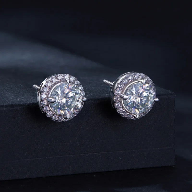 (zdjęcie do) Pandora Style 1Ct Moissanite Studs Kolczyki (Dwa Certyfikaty) - MSE039 - Wyświetl 2