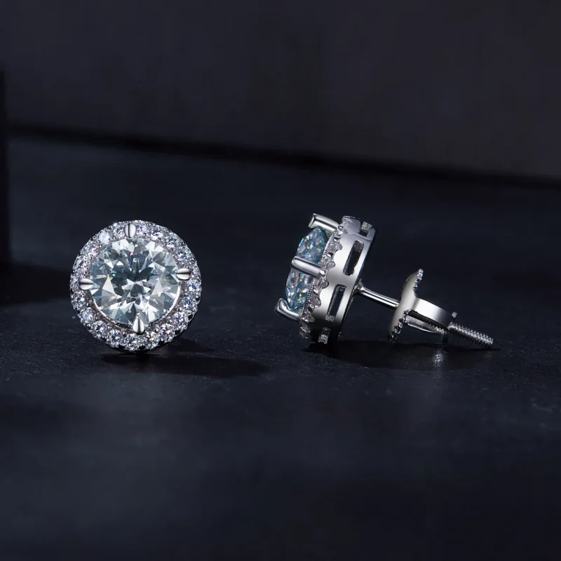 (zdjęcie do) Pandora Style 1Ct Moissanite Studs Kolczyki (Dwa Certyfikaty) - MSE039 - Wyświetl 4
