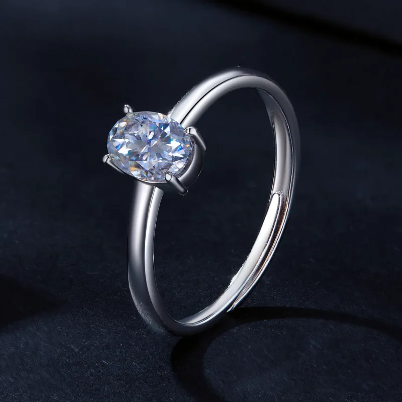 (zdjęcie do) Pandora Style 1ct Pierścien z brylantem moissanite w kształcie jajka (jedno cert - Wyświetl 2