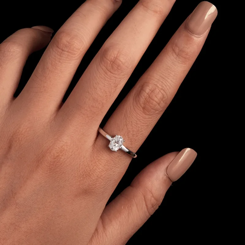 (zdjęcie do) Pandora Style 1ct Pierścien z brylantem moissanite w kształcie jajka (jedno cert - Wyświetl 4