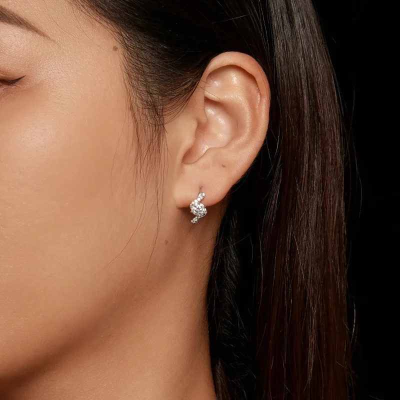 (zdjęcie do) Pandora Style 50 punktów Moissanite Kolczyki w formie obręczy (Dwa certyfikaty) - Wyświetl 5
