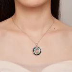 Pandora Style Anioł Pierścień Różowy Naszyjnik - BSN313