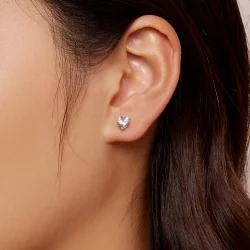 Pandora Style Błyszczące Kolczyki Serca Wkrętki - BSE853