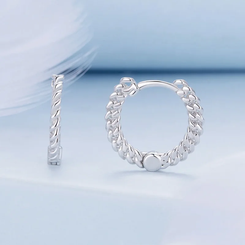 (zdjęcie do) Pandora Style Chain Hoop Earrings to stylowe kolczyki w formie łańcuszka - BSE90 - Wyświetl 2