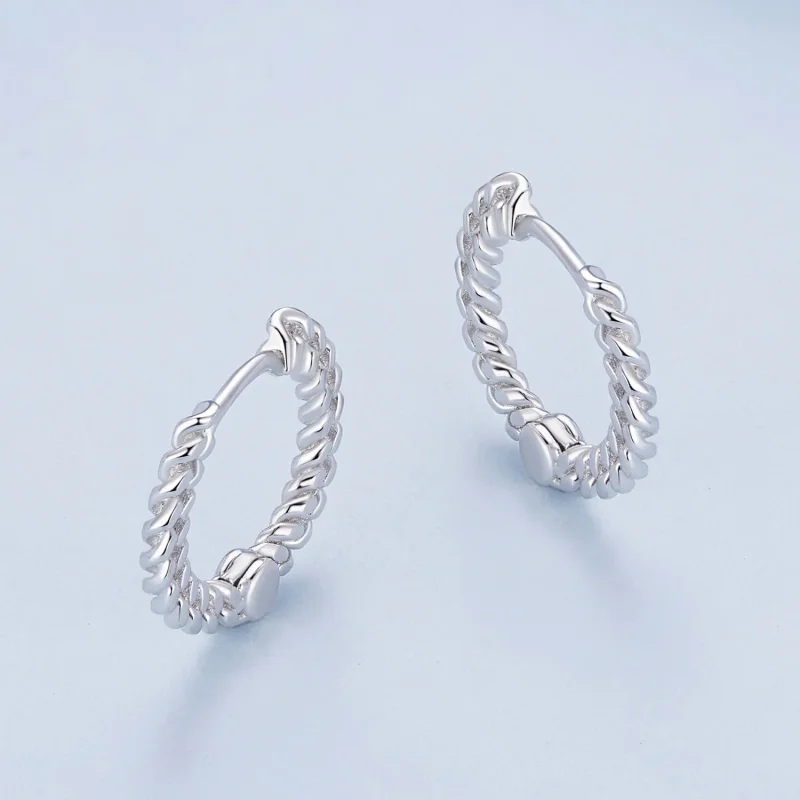 (zdjęcie do) Pandora Style Chain Hoop Earrings to stylowe kolczyki w formie łańcuszka - BSE90 - Wyświetl 3