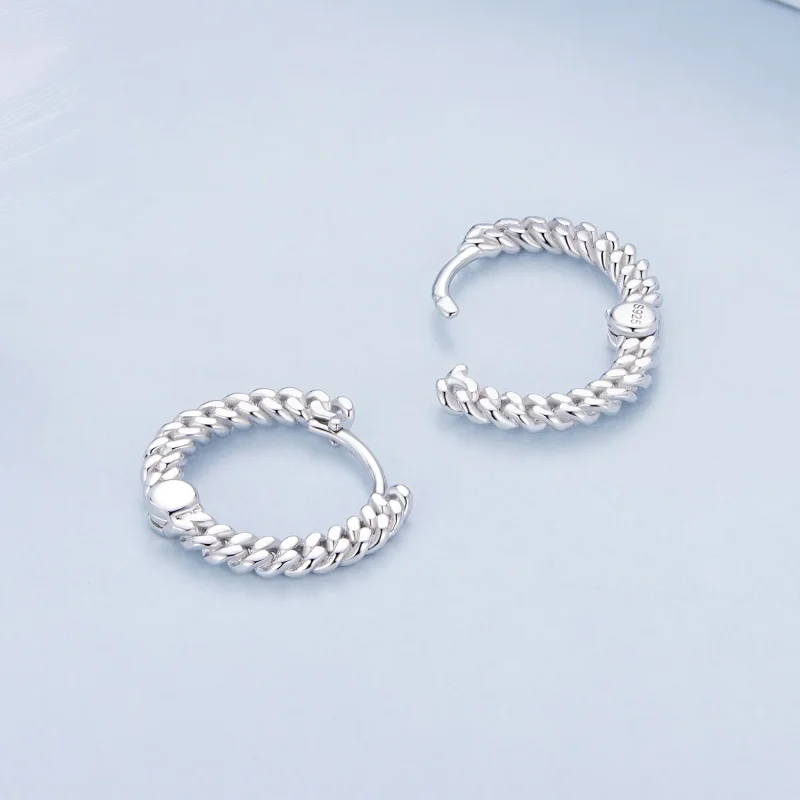 (zdjęcie do) Pandora Style Chain Hoop Earrings to stylowe kolczyki w formie łańcuszka - BSE90 - Wyświetl 4