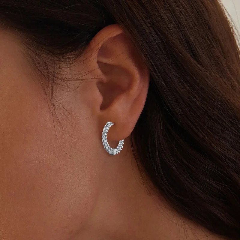 (zdjęcie do) Pandora Style Chain Hoop Earrings to stylowe kolczyki w formie łańcuszka - BSE90 - Wyświetl 5