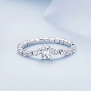 Pandora Style Chain Pięć Pazurków Zirconia Pierścień - BSR411
