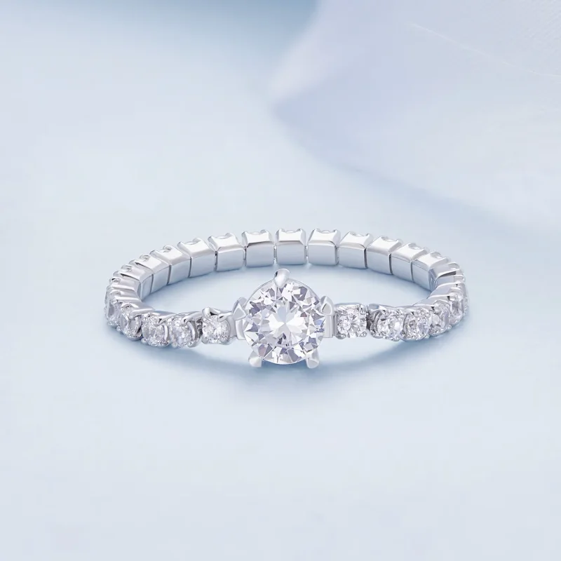 (zdjęcie do) Pandora Style Chain Pięć Pazurków Zirconia Pierścień - BSR411 - Wyświetl 2