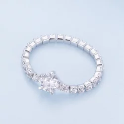 Pandora Style Chain Pięć Pazurków Zirconia Pierścień - BSR411