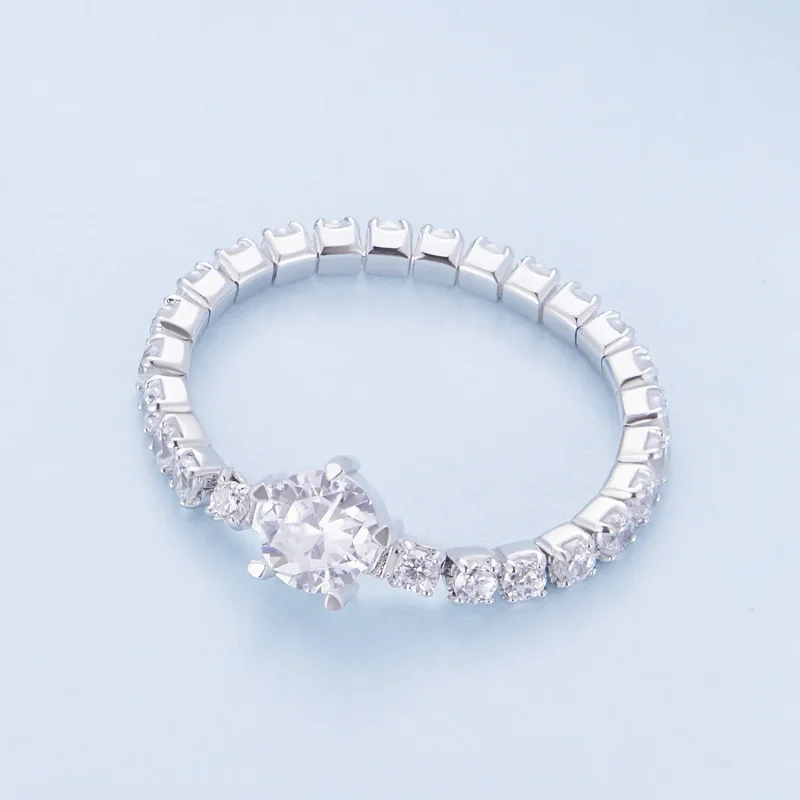 (zdjęcie do) Pandora Style Chain Pięć Pazurków Zirconia Pierścień - BSR411 - Wyświetl 3