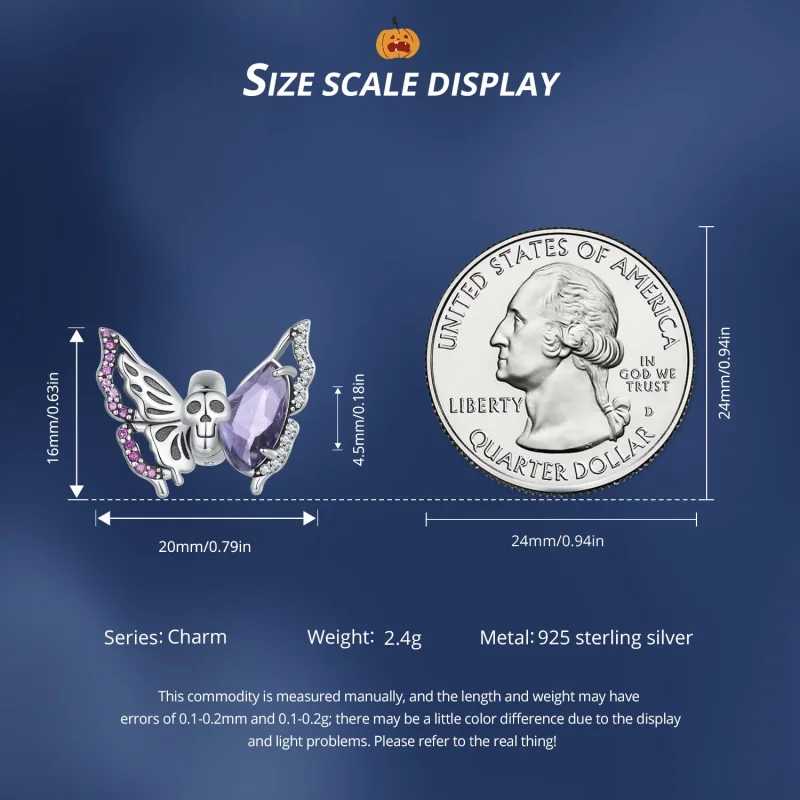 (zdjęcie do) Pandora Style Charm z motywem motyla w kształcie szkieletu - BSC911 - Wyświetl 6