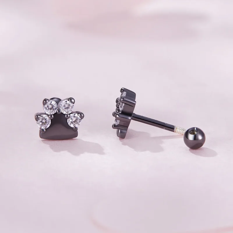 (zdjęcie do) Pandora Style Czarne Kolczyki z Motywem Psich Łapek - SCE1575 - Wyświetl 7