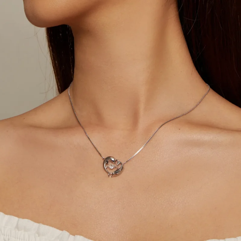(zdjęcie do) Pandora Style Dolphin Smart Necklace - BSN340 - Wyświetl 5