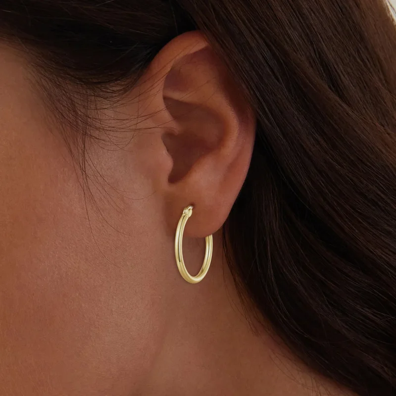 (zdjęcie do) Pandora Style Duże Kolczyki Pierścieniowe Zwykłe Srebrne Kolczyki - SCE1608-LB - Wyświetl 2